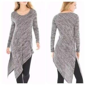 Soma Asymmetrical Hem Tunic Top Gray Comfort Stretch Knit LoungeWear S Lagenlook